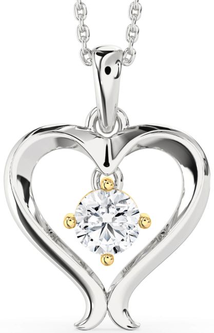 Diamond Platinum & Yellow Gold Heart Necklace