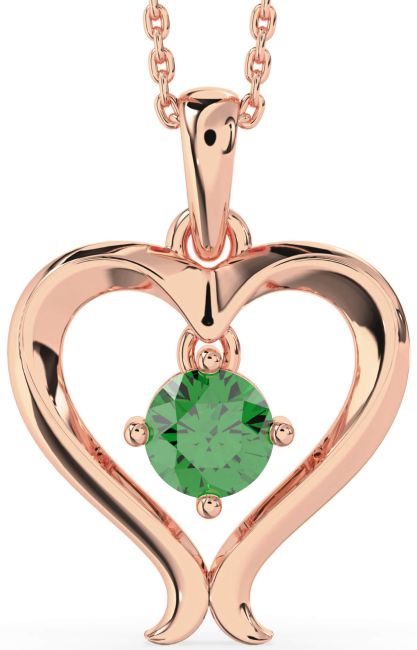 Emerald Rose Gold Heart Necklace