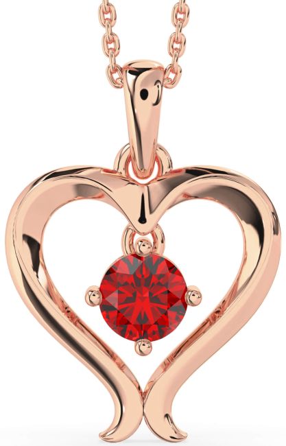 Ruby Rose Gold Heart Necklace