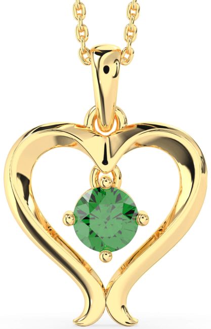 Emerald Gold Heart Necklace