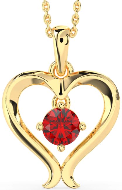 Ruby Gold Heart Necklace