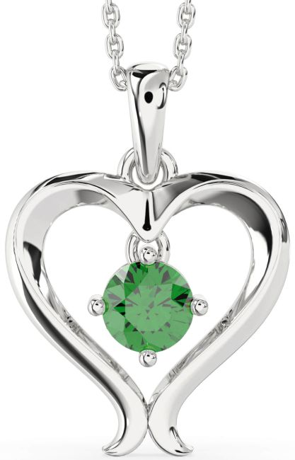Emerald Platinum Heart Necklace