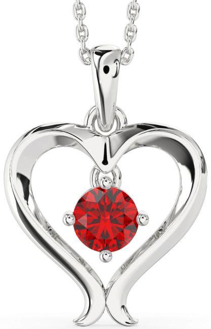Ruby Platinum Heart Necklace
