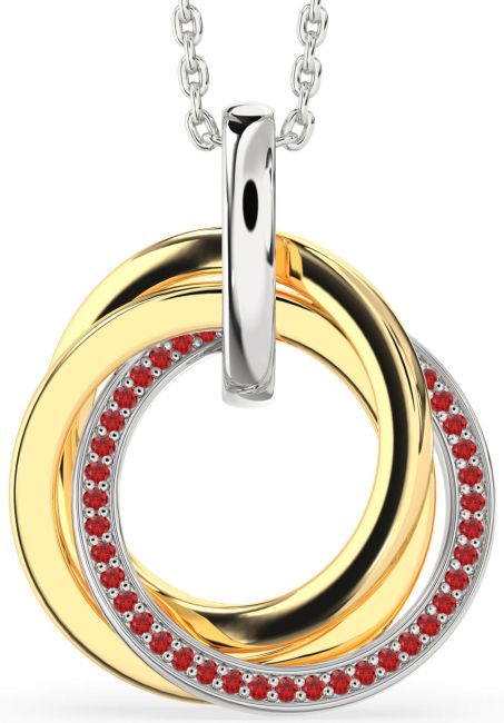 Ruby Gold Silver Circle Necklace