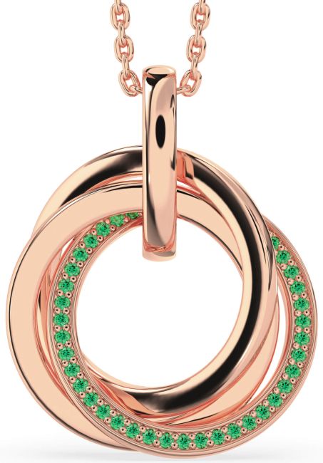Emerald Rose Gold Circle Necklace