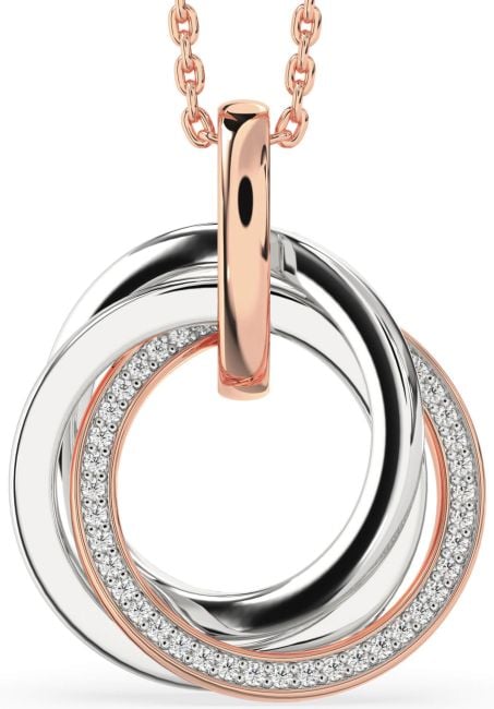 Diamond White Rose Gold Circle Necklace