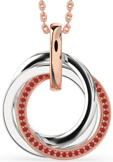 Ruby Rose Gold Silver Circle Necklace