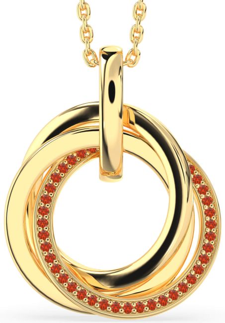 Fire Opal Gold Circle Necklace