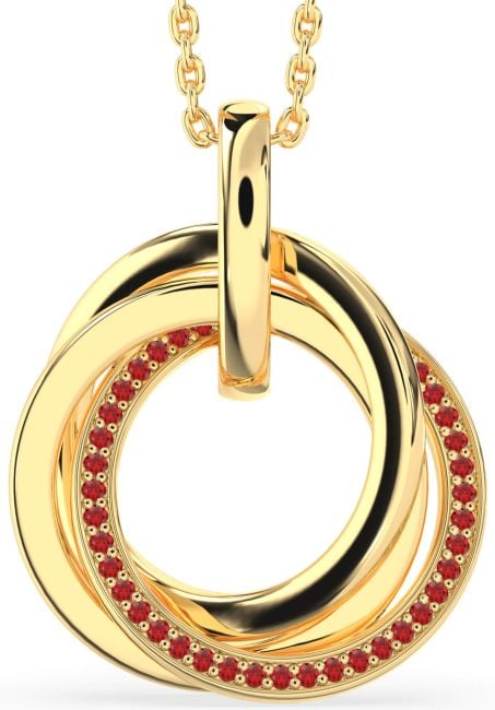 Ruby Gold Circle Necklace