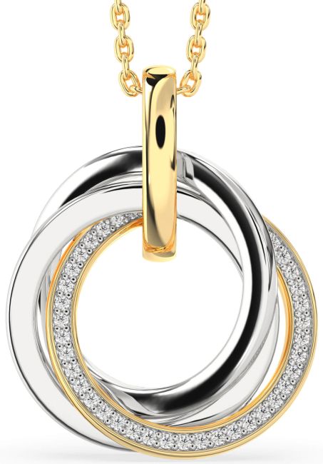 Diamond Gold Silver Circle Necklace