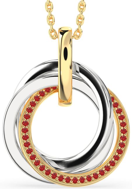 Ruby Gold Silver Circle Necklace