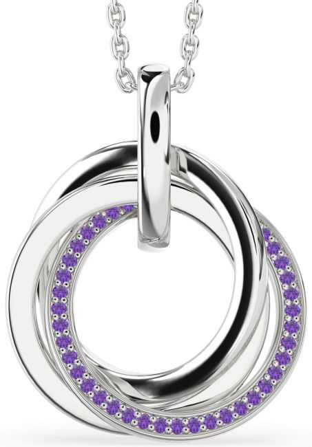 Amethyst Silver Circle Necklace