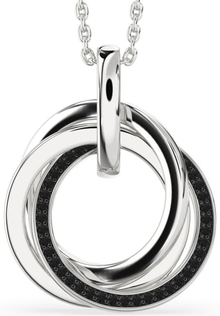 Black Diamond Silver Circle Necklace