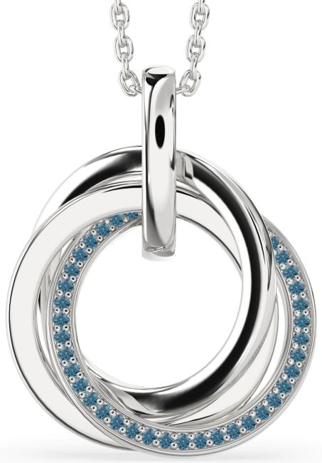 Blue Diamond Silver Circle Necklace