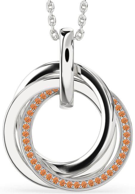 Citrine Silver Circle Necklace