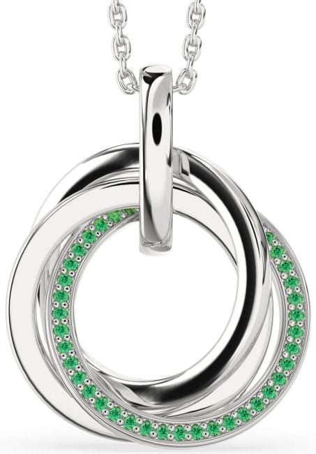 Emerald Silver Circle Necklace