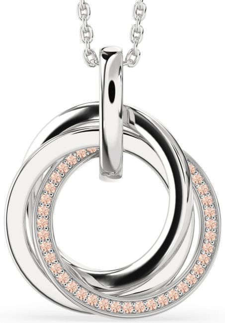 Morganite Silver Circle Necklace