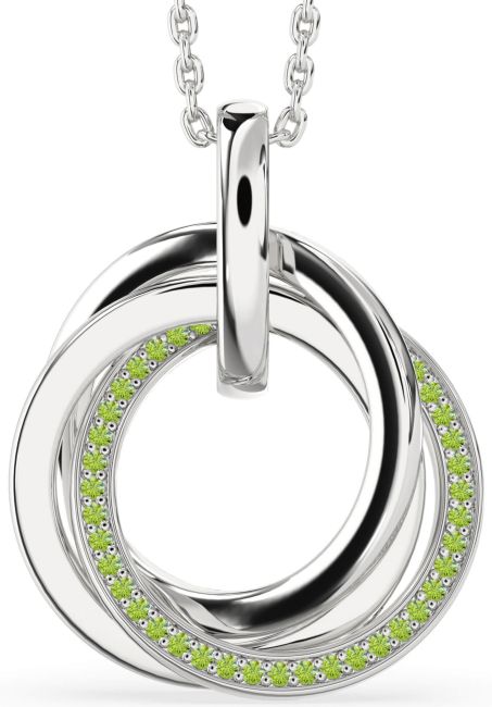 Peridot Silver Circle Necklace