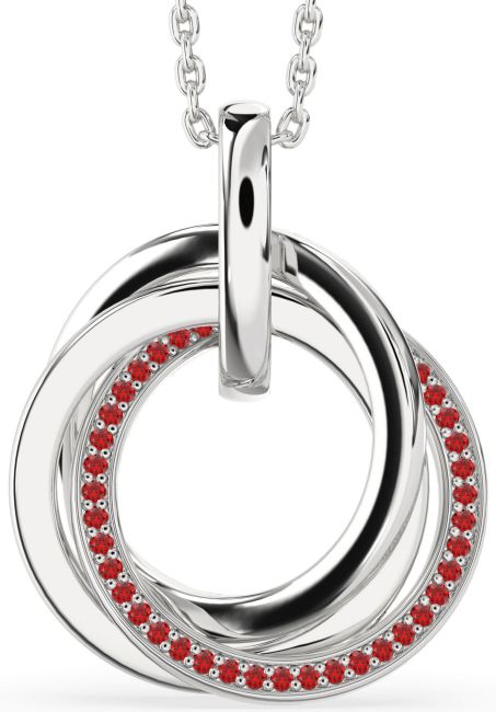 Ruby Silver Circle Necklace