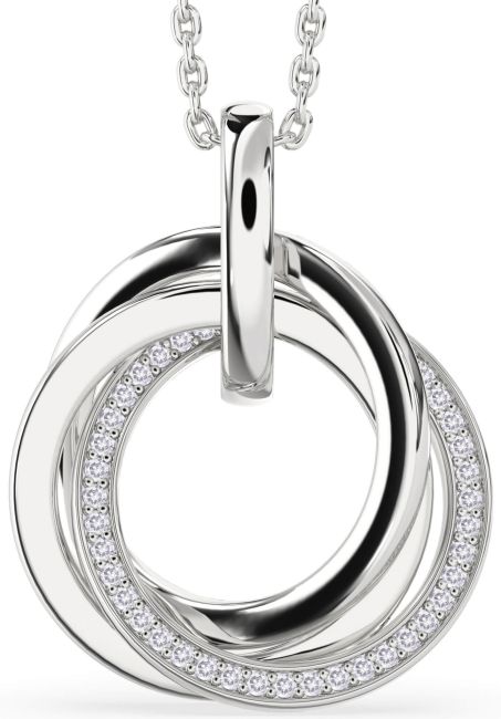 Salt & Pepper Diamond Silver Circle Necklace