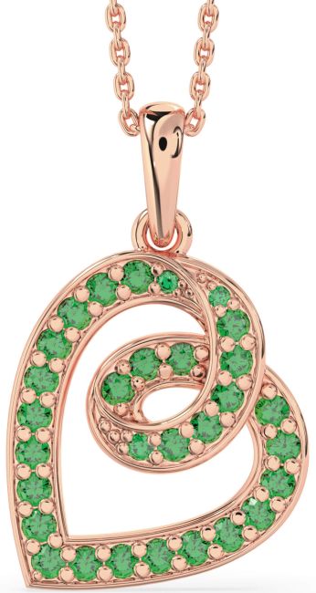 Emerald Rose Gold Heart Necklace