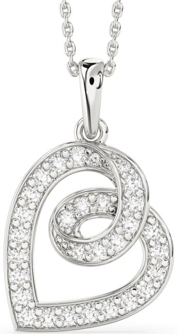 Diamond Silver Heart Necklace