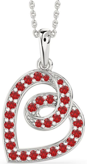Ruby Platinum Heart Necklace