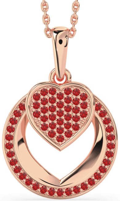 Ruby Rose Gold Heart Circle Necklace