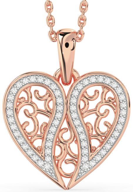 Diamond Rose Gold Silver Broken Heart Necklace