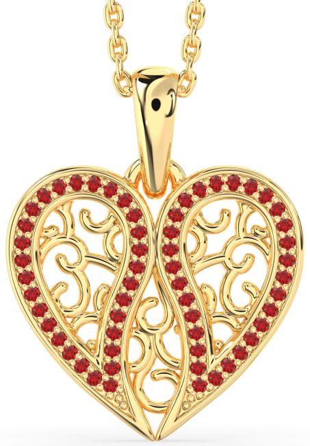 Ruby Gold Broken Heart Necklace