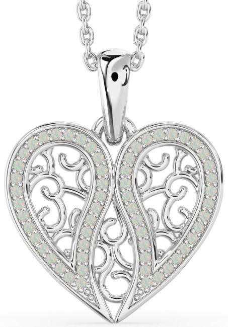 Opal Silver Broken Heart Necklace