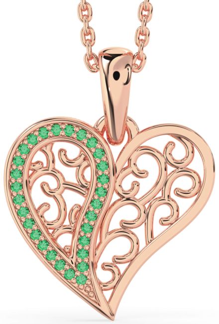 Emerald Rose Gold Heart Necklace