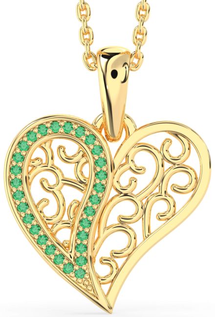 Emerald Gold Heart Necklace
