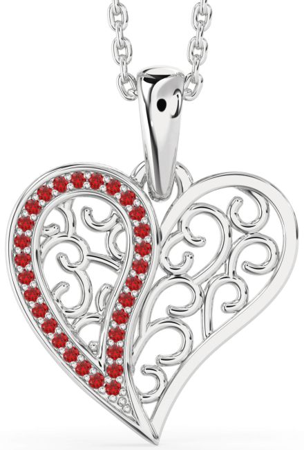 Ruby Platinum Heart Necklace