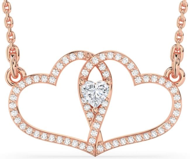 Large Diamond Rose Gold Heart Necklace