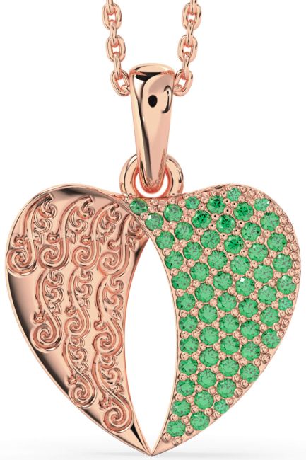 Emerald Rose Gold Heart Necklace