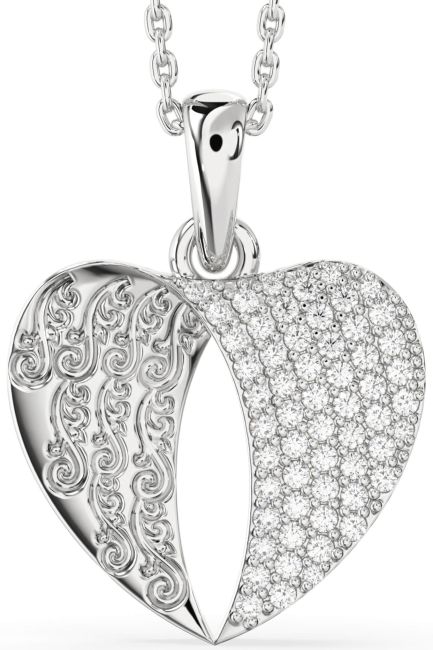Diamond Silver Heart Necklace