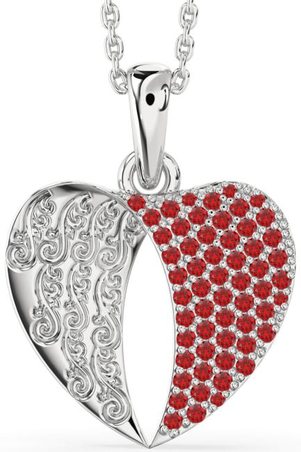 Ruby Platinum Heart Necklace
