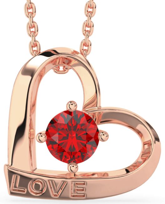 Ruby Rose Gold Heart Necklace