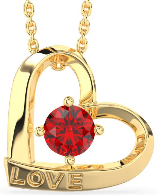 Ruby Gold Heart Necklace