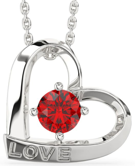 Ruby Platinum Heart Necklace