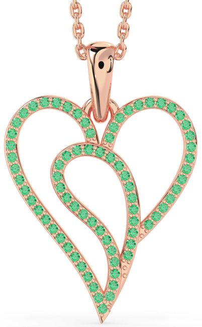 Emerald Rose Gold Heart Necklace