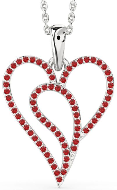 Ruby Platinum Heart Necklace