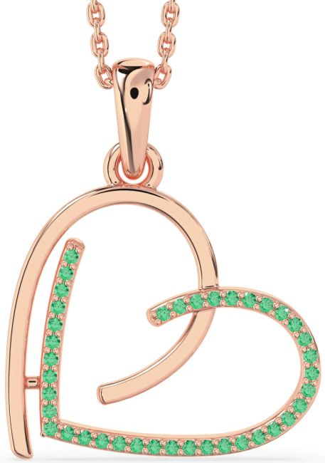 Emerald Rose Gold Heart Necklace