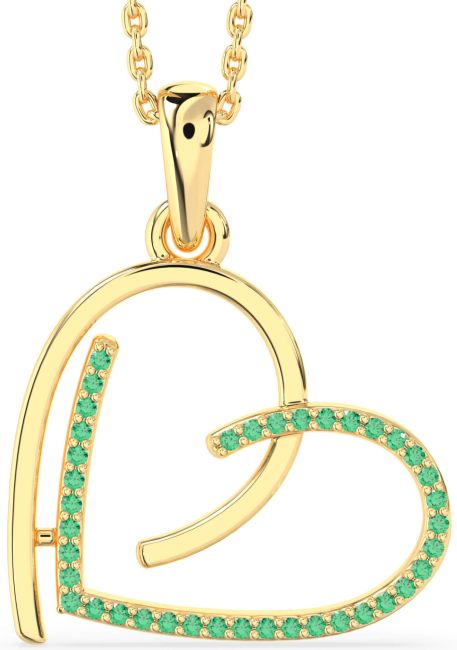 Emerald Gold Heart Necklace