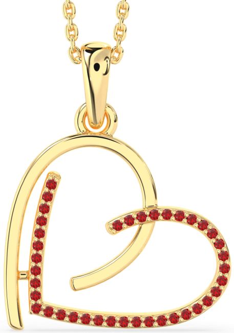Ruby Gold Heart Necklace