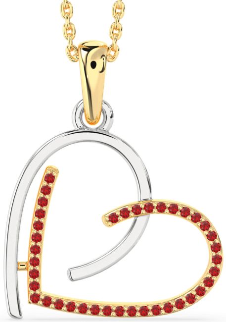 Ruby Gold Silver Heart Necklace