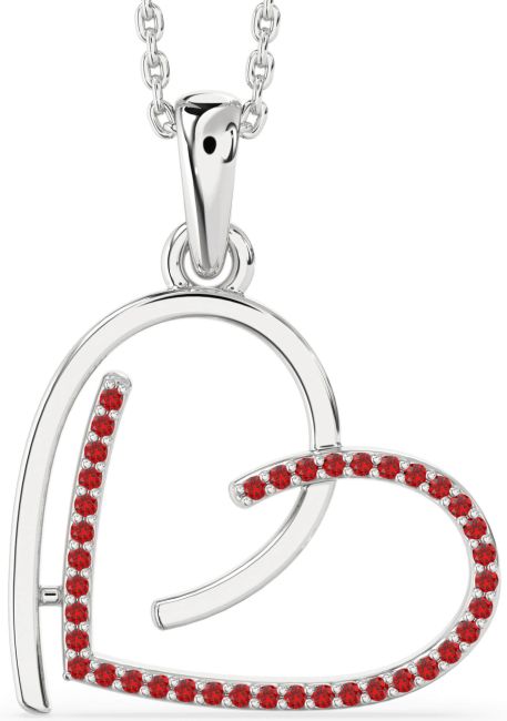 Ruby Platinum Heart Necklace