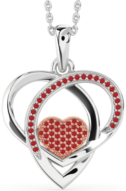 Ruby Silver & 10K Rose Gold Heart Necklace
