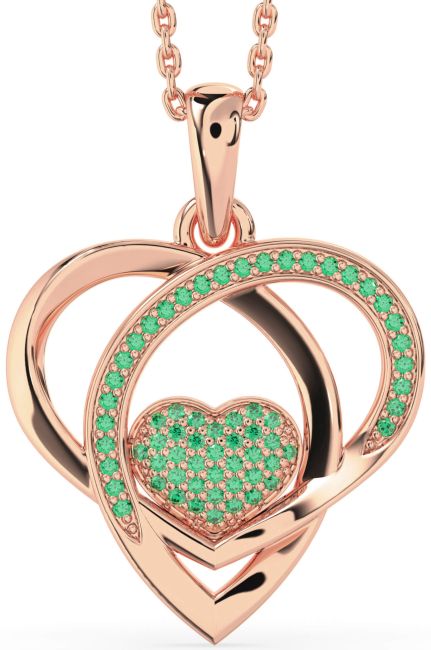 Emerald Rose Gold Heart Necklace
